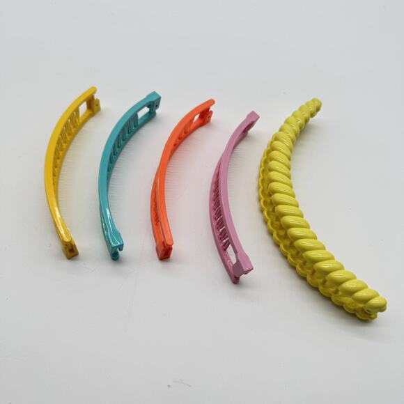Vintage Neon Banana Hair Clips 80s/90s 5” 6”Lot Of 5 - Picture 2 of 4